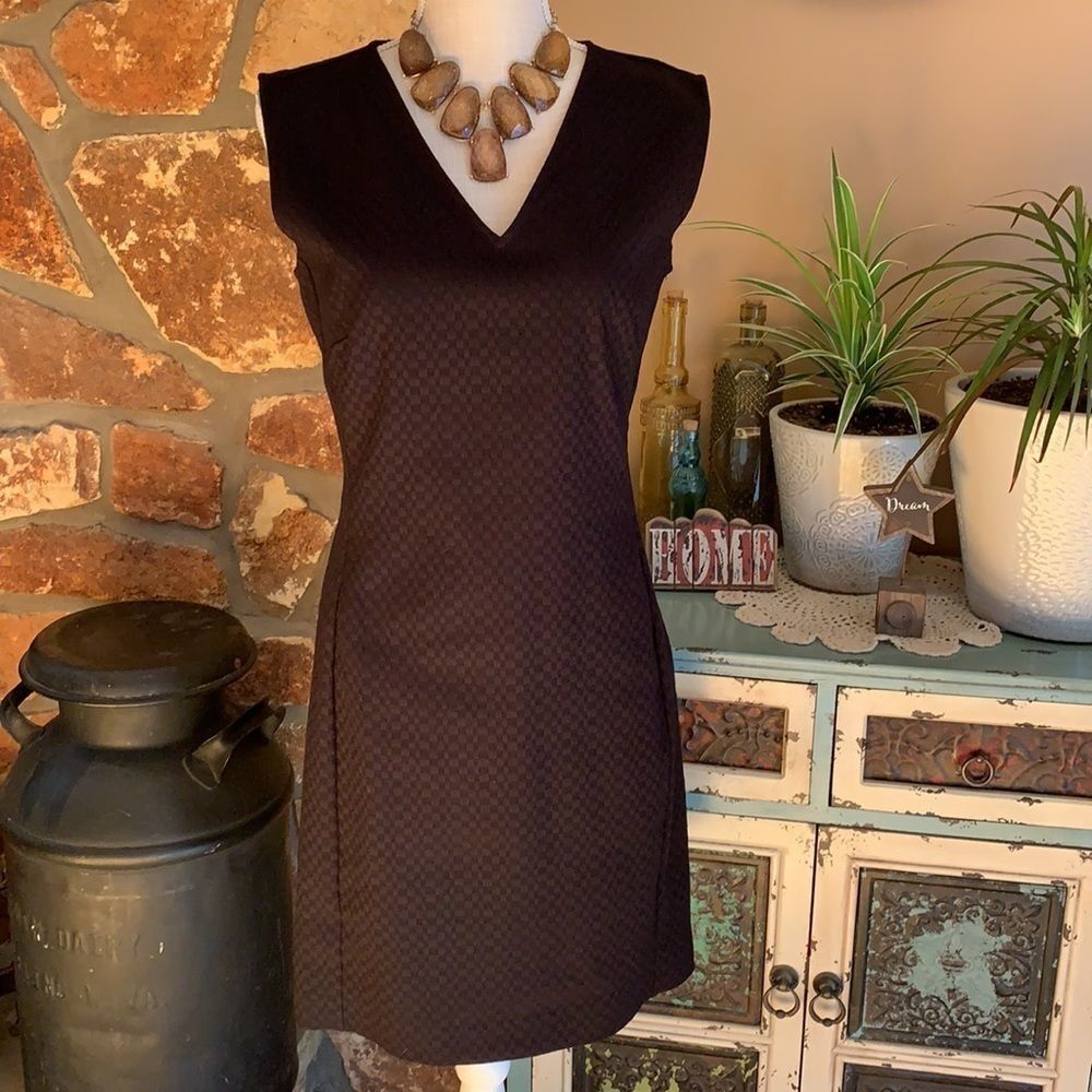 Natori Sleeveless Black Checked Dress